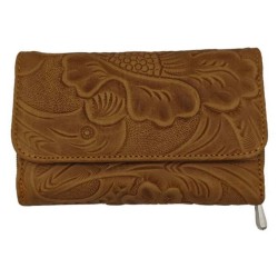 Cartera en Piel Vacuno Cincelada Fana Sofia Avellana