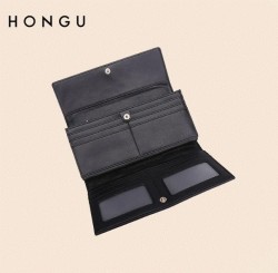 Cartera larga Mujer HONGU Trifold color Negro