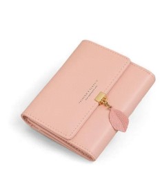 Cartera corta Mujer Piel color Rosa 5 compartimentos