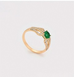 Anillo Compromiso Esmeralda Y Cristales Oro 14k Laminado Dorado 7