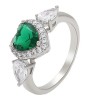Anillo Compromiso Promesa Corazon Esmeralda Oro 14K Laminado Blanco 7