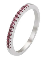 Anillo Churumbela Rubí Oro Blanco 14K Laminado Rojo 9 Talla