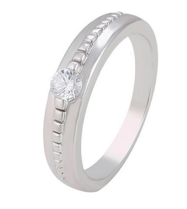 Anilllo Argolla Para Hombre con Cristales Oro Laminado Blanco 9