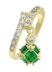 AMOR -Anillo Bola De Fuego Zafiro Esmeralda Oro 14k Laminado Verde 9