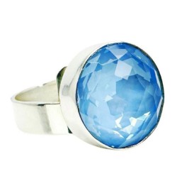 Anillo ajustable Round stone azul claro plata .925 zvezda