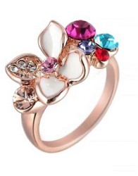 Anillo Ocean Heart, Baño oro rosa, 18K, ACO10-14-65-5, Talla 5