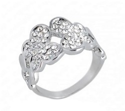 Anillo Ocean Heart, Baño oro blanco, 18 K, ACO10-14-05-7, Talla 7
