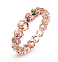 Anillo Ocean Heart, Baño oro rosa, 18K, ACO10-14-63-8, Talla 8