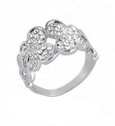Anillo Ocean Heart, Baño oro blanco, 18K, ACO10-14-05-5, Talla 5