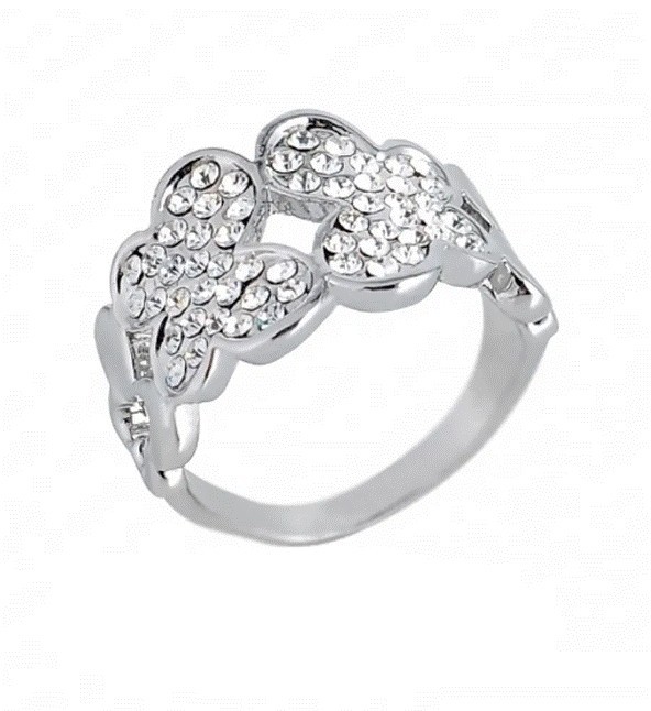 Anillo Ocean Heart, Baño oro blanco, 18K, ACO10-14-05-5, Talla 5