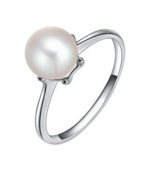 Anillo Ocean Heart, Baño oro blanco, 18K, AC16-110-7, Talla 7