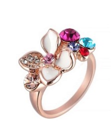 Anillo Ocean Heart, Baño oro rosa, 18K, ACO10-14-65-5, Talla 7