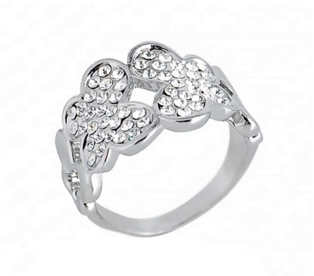 Anillo Ocena Heart, Baño de oro blanco, 18K, ACO10-14-05-8, T-8