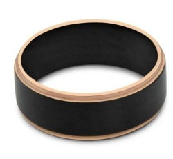 Argolla Einar para hombre en color negro con rose gold talla 7.