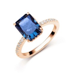 Anillo Alana tanzanita de plata .925 bañado en oro rosa de 18K talla 7