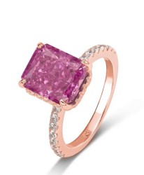 Anillo Alana rosa de plata .925 bañado en oro rosa de 18K talla 6.