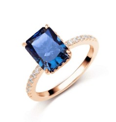 Anillo Alana tanzanita de plata .925 bañado en oro rosa de 18K talla 6