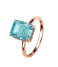 Anillo Amalia azul de plata .925 bañado en oro rosa de 18K talla 8.