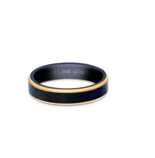 Argolla Einy para mujer en color negro con rose gold talla 5.