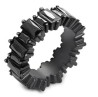 Anillo Adara de acero inoxidable con zirconias negras talla 8.
