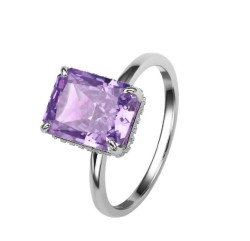 Anillo Amalia lila de plata .925 bañado en platino talla 8.