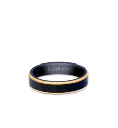 Argolla Einy para mujer en color negro con rose gold talla 9.