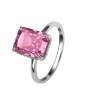 Anillo Amalia rosa de plata .925 bañado en platino talla 5.