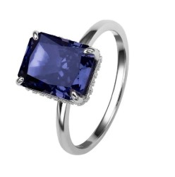 Anillo Amalia morado de plata .925 bañado en platino talla 8.