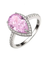 Anillo Atlanna rosa hecho de plata .925 con baño de platino talla 7.