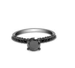 Anillo Black Love II de acero inoxidable con zirconias negras talla 9.