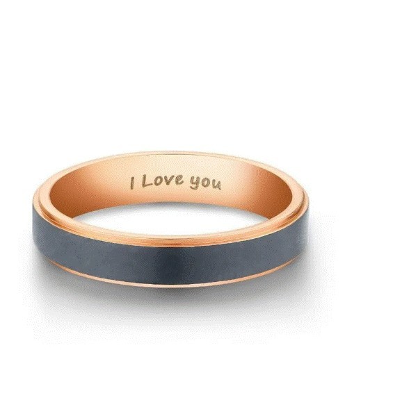 Argolla Dav en color gris con rose gold de acero inoxidable talla 5.