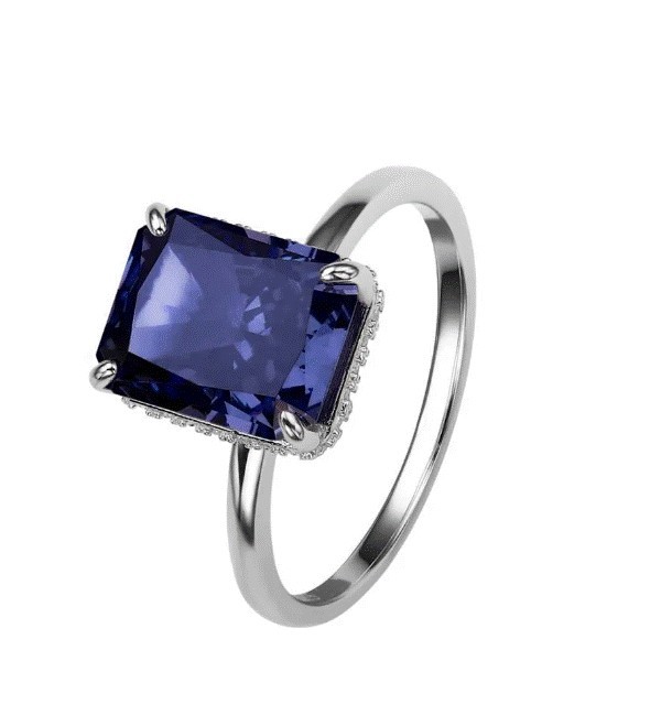 Anillo Amalia morado de plata .925 bañado en platino talla 5.