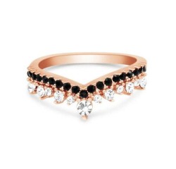Anillo Wild Style II rose gold acero inoxidable con zirconias talla 8.