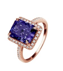Anillo Violette morado de plata .925 bañado en oro rosa 18K talla 5.