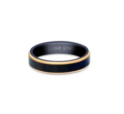Argolla Einy para mujer en color negro con rose gold talla 8.