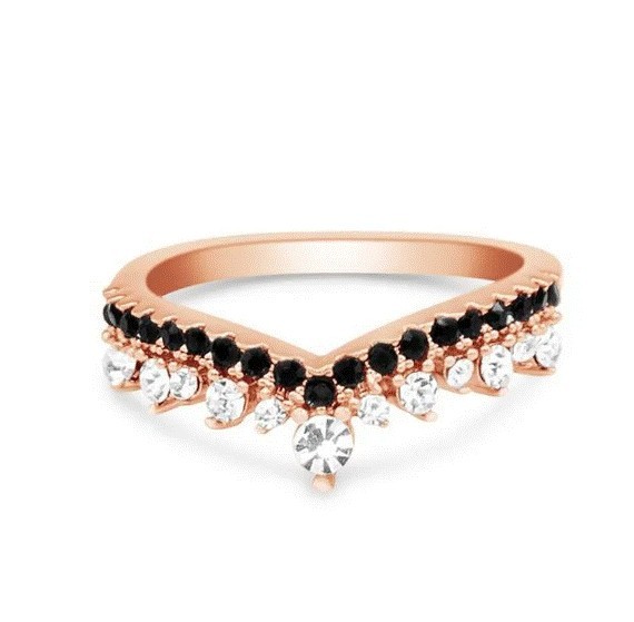Anillo Wild Style II rose gold acero inoxidable con zirconias talla 7.