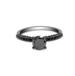 Anillo Black Love II de acero inoxidable con zirconias negras talla 6.