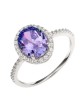 Anillo Pia lila hecho de plata .925 con baño de platino talla 6.