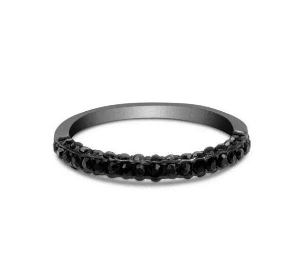Churumbela Black Babe II acero inoxidable con zirconias negras talla 9