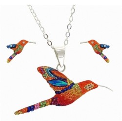 Set Collar y Aretes Colibrí Zvezda 0.925 Mujer Naranja