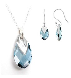 Set Collar y Aretes Pear Shaped Zvezda 0.925 Mujer Azul claro