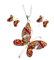 Set Collar y Aretes Mariposa Zvezda 0.925 Mujer Naranja