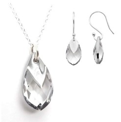 Set Collar y Aretes Pear Shaped Zvezda 0.925 Mujer Blanco