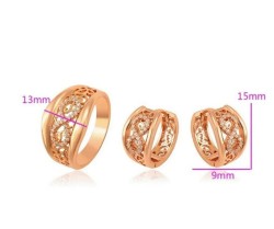 Anillo Y Arracadas Infinito Cristales Oro 18k Laminado Rosa 7