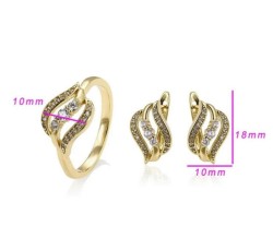 Aretes Y Anillo Cristal Oro Laminado Dama Dorado 6