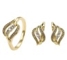 Aretes Y Anillo Cristal Oro Laminado Dama Dorado 6