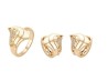Aretes Huggies Y Anillo Oro Laminado Cristales Dama Dorado 8 Talla