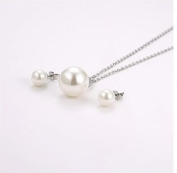 Collar Y Aretes Con Perlas Cultivadas Oro 18k Laminado Blanco