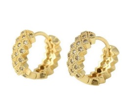 Aretes Arracadas Y Anillo Sin Fin Cristal Oro Laminado Dorado 6