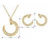 Collar Y Aretes Clavo Cristales Oro 14k Laminado Dorado
